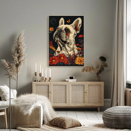 Floral Bulldog Fantasy Poster