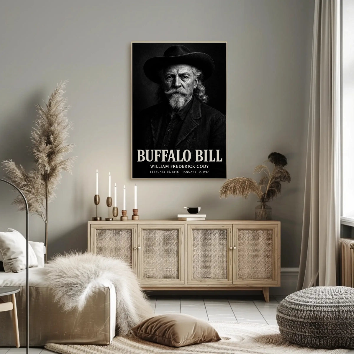 Buffalo Bill Monochrome Portrait Cultural or Heritage Poster