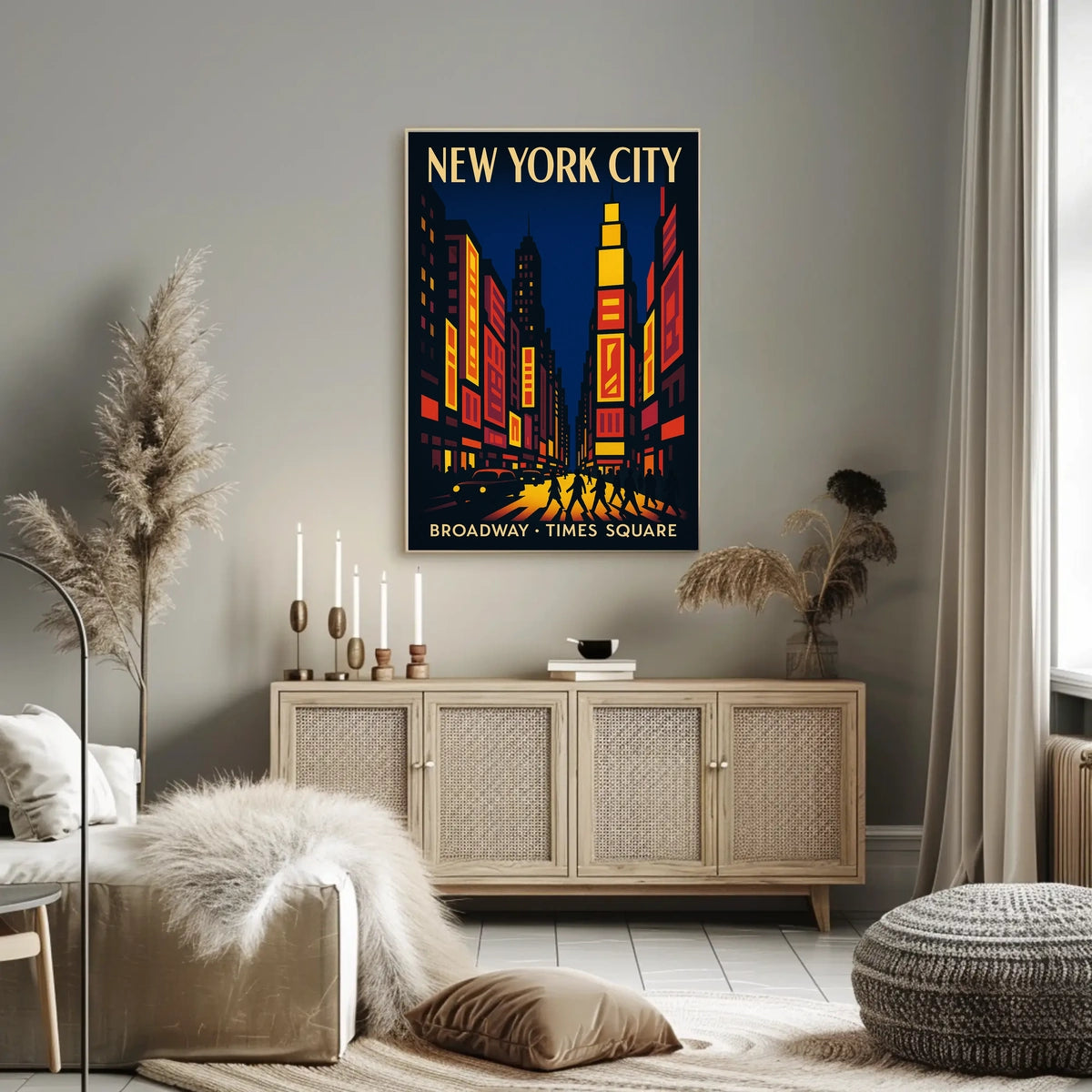 Stylized New York Urban Energy: Times Square Travel Poster