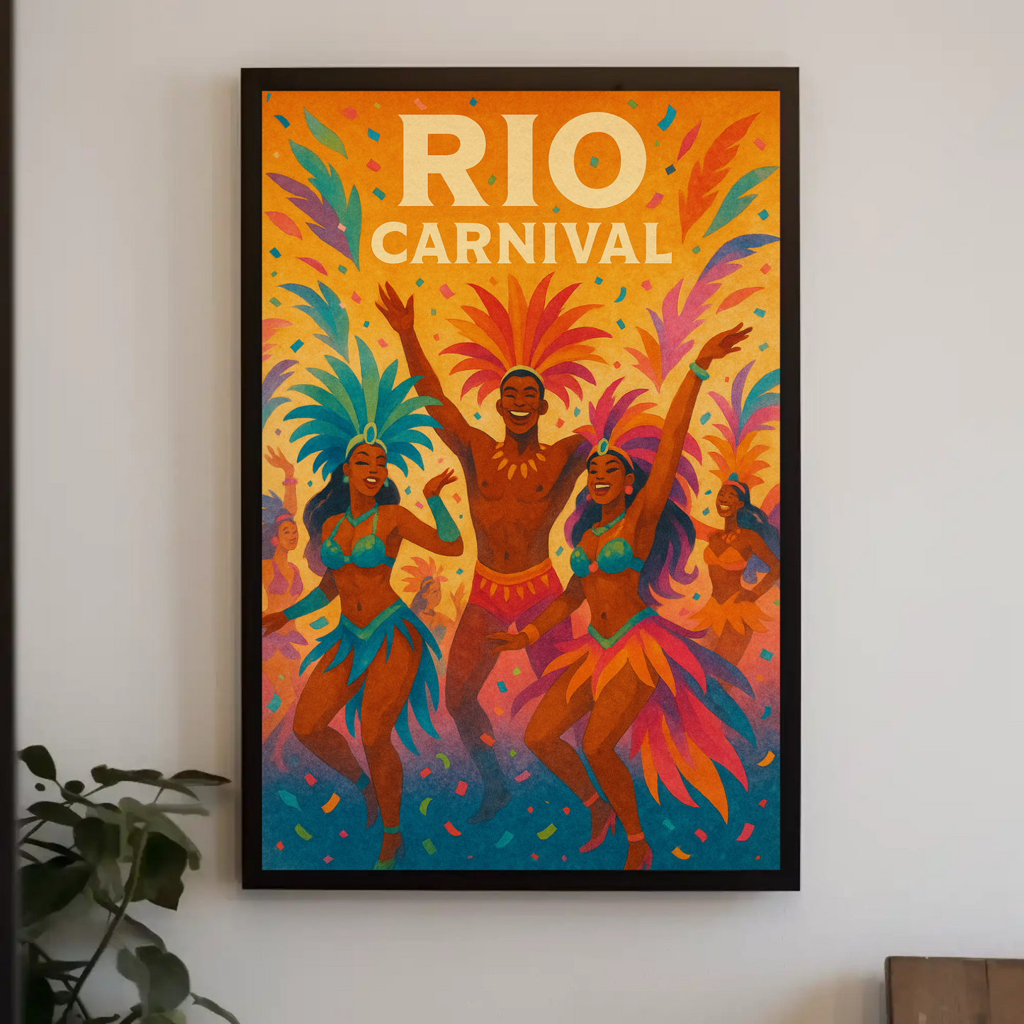 Rio Carnival Dancers Celebration Travel Poster
