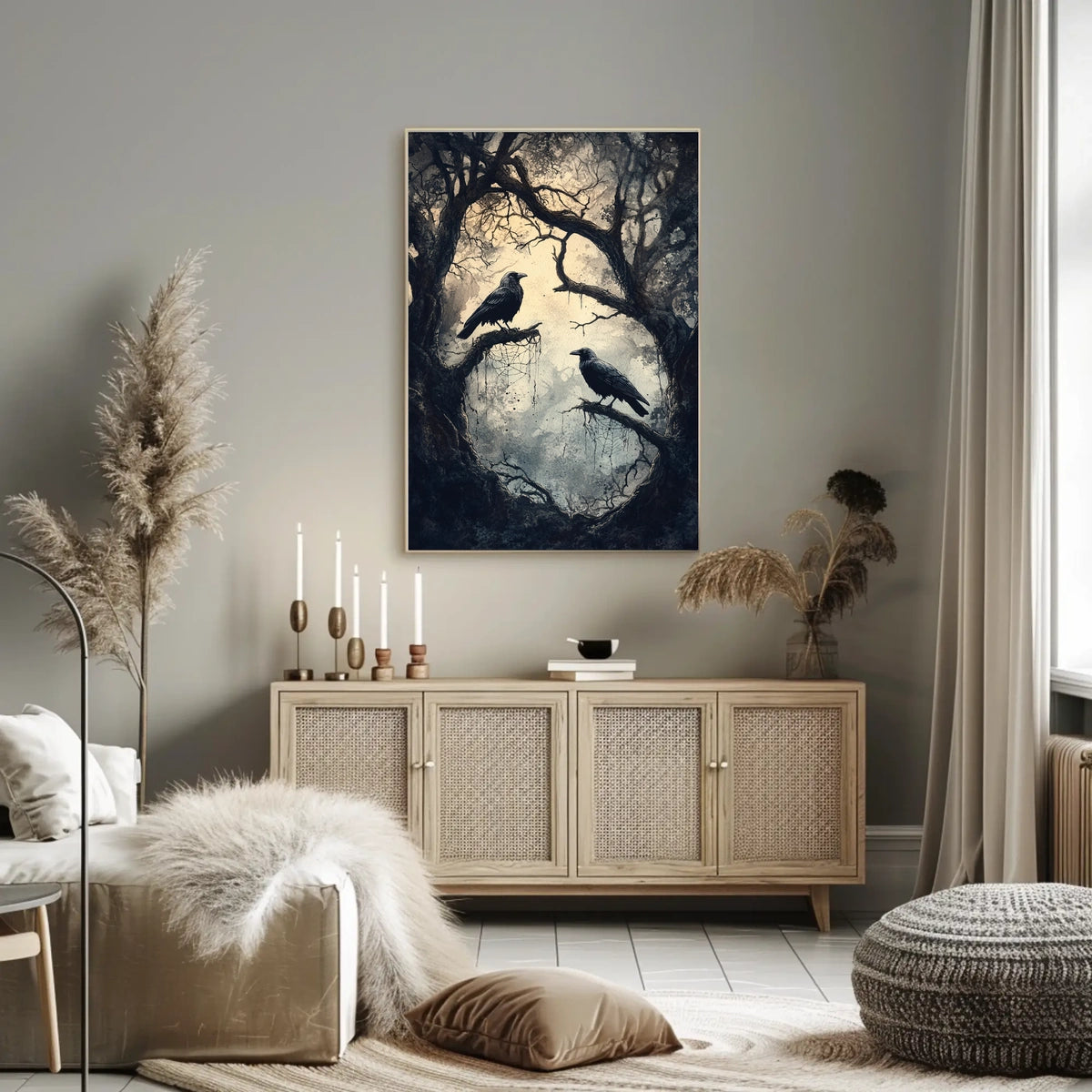 Ravens on Barren Branches Artistic Poster