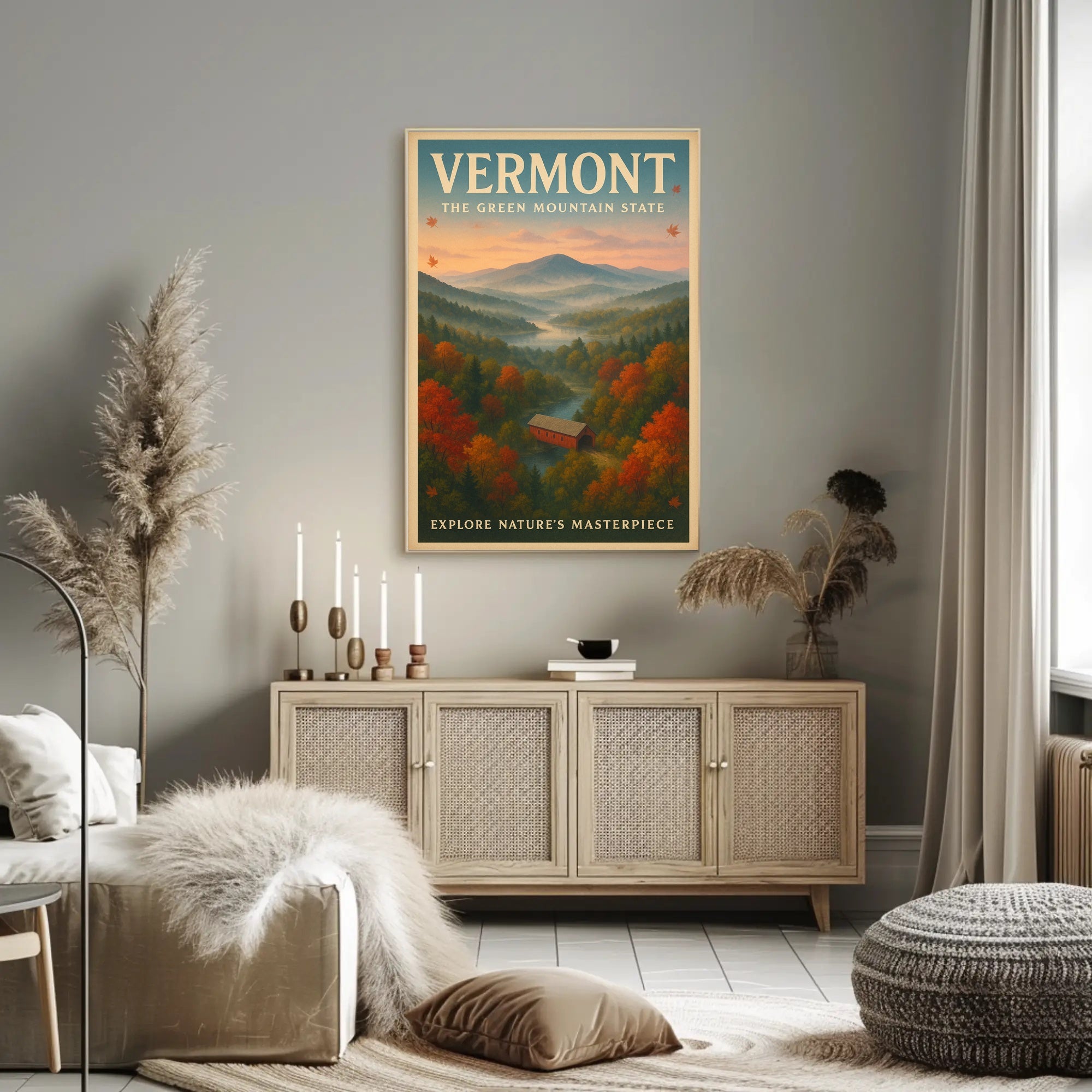 Vermont Scenic Poster Vintage Travel Wall Art
