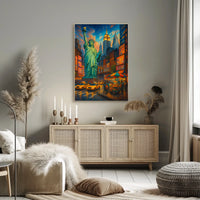 Vibrant New York City Street Scene Poster Modern Wall Art