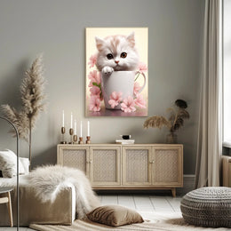 Kitten In A Cup Poster PosterGoat