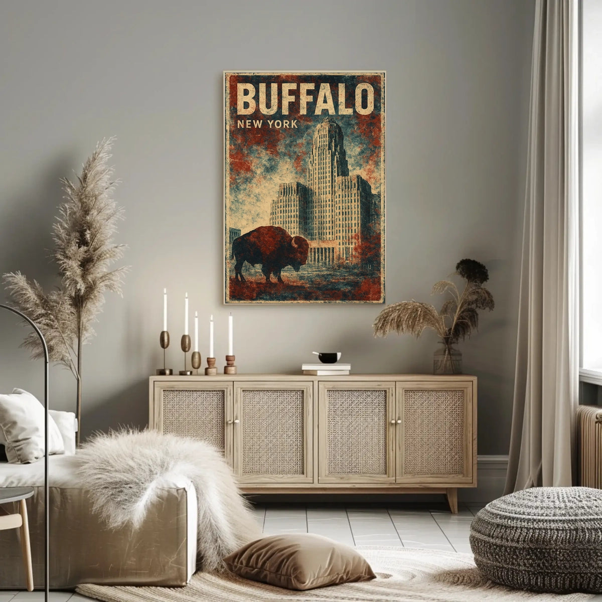 Buffalo Cityscape Wanderlust Minimalist Poster
