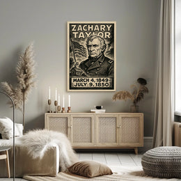 Zachary Taylor 12th President of the United States B & W Comic Sketch Poster