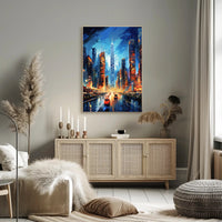 Dynamic Cityscape Skyscraper Modern Art Futuristic Sci-Fi Poster