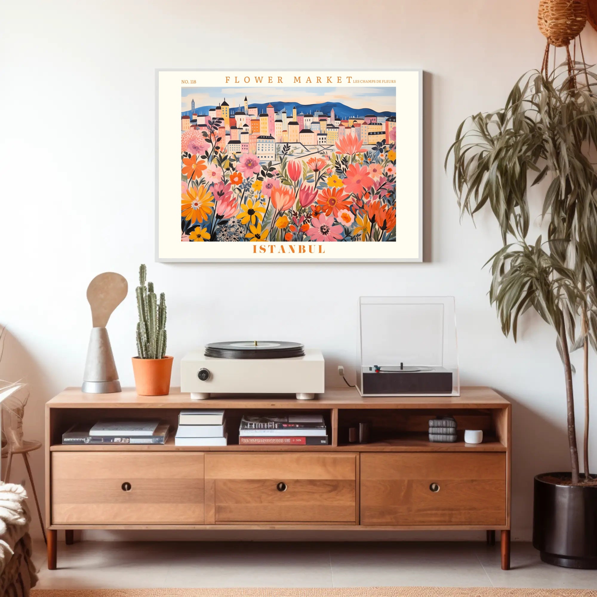 Istanbul Cityscape with Flowers - Urban or Cityscape Poster