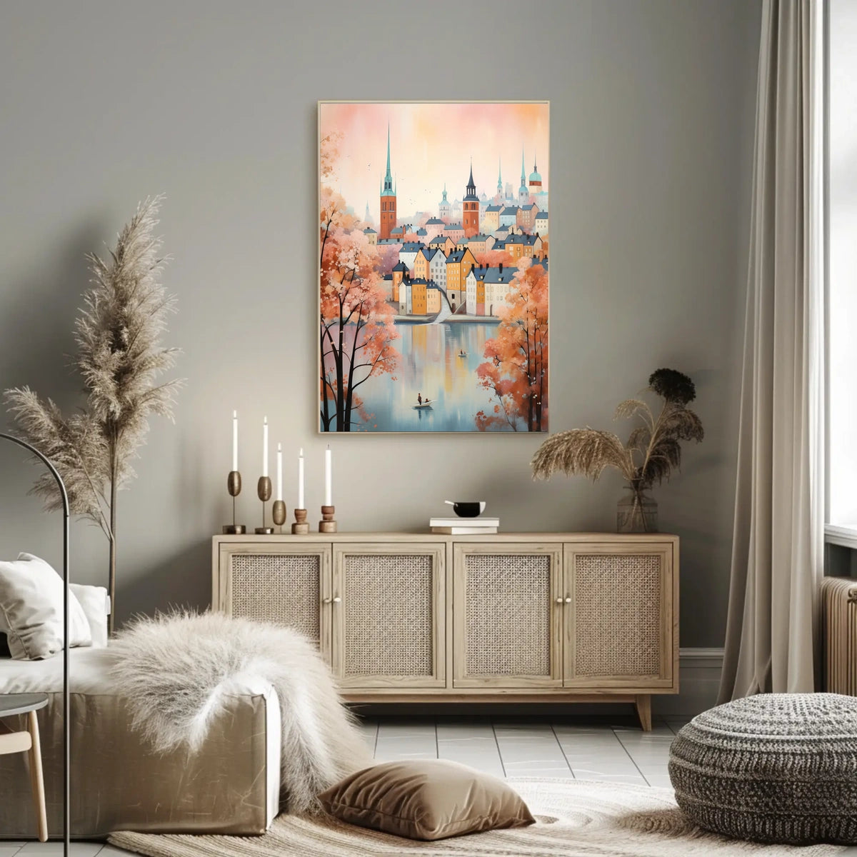 Northern European Waterfront Nostalgia Artistic Cityscape Travel Poster