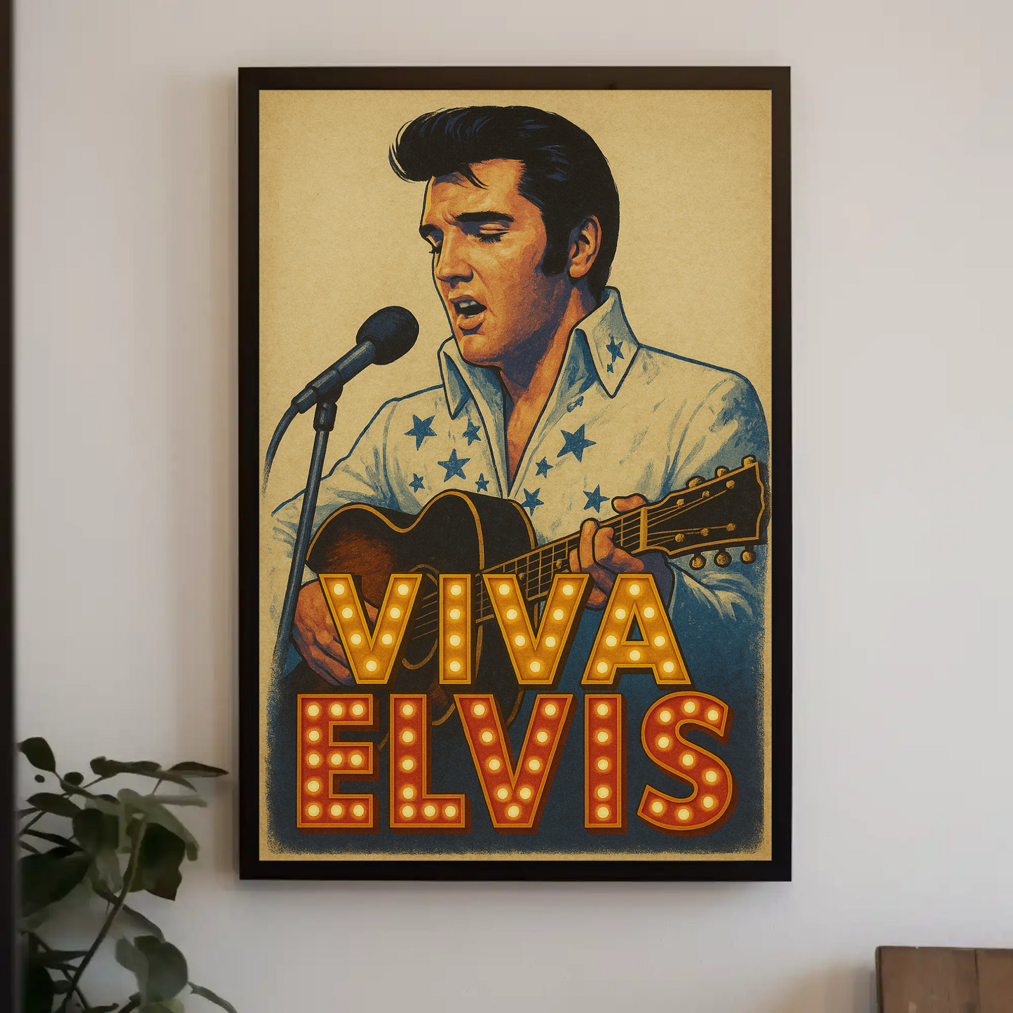Viva Elvis Presley Retro Concert Microphone Guitar Poster