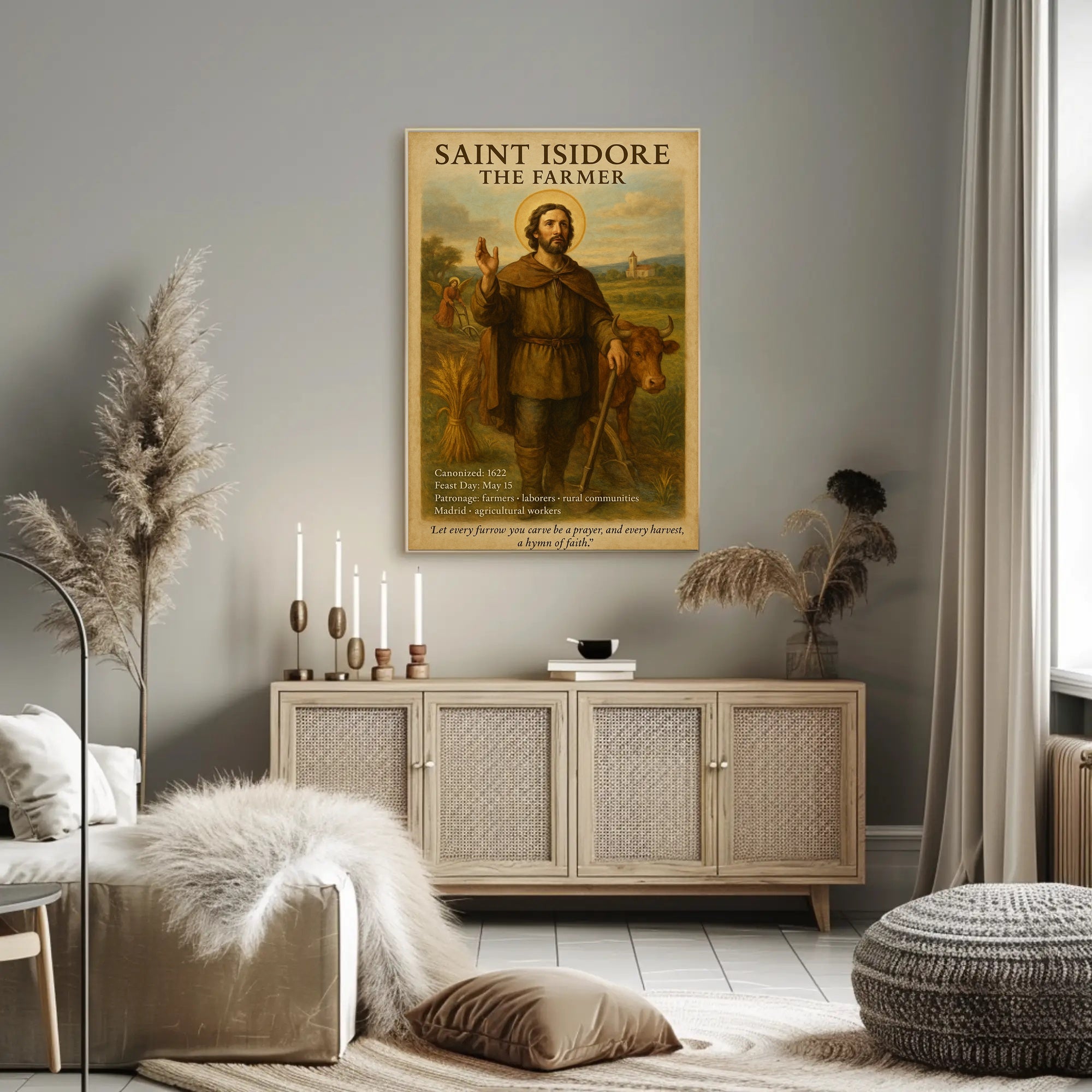 Saint Isidore Iconography: Serene Heritage Art Poster