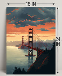 Golden Gate At Dusk Poster