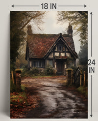 Rustic Cottage In Autumn Poster