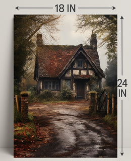 Rustic Cottage In Autumn Poster