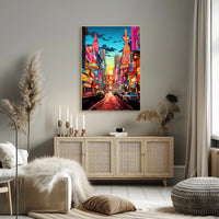 Neon Cityscape At Dusk Poster