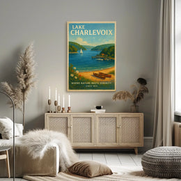 Lake Charlevoix Escape: Vintage Travel Poster