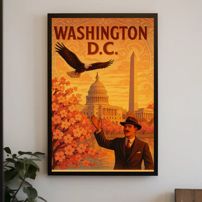 Washington DC Cherry Blossoms Capitol Eagle Travel Poster