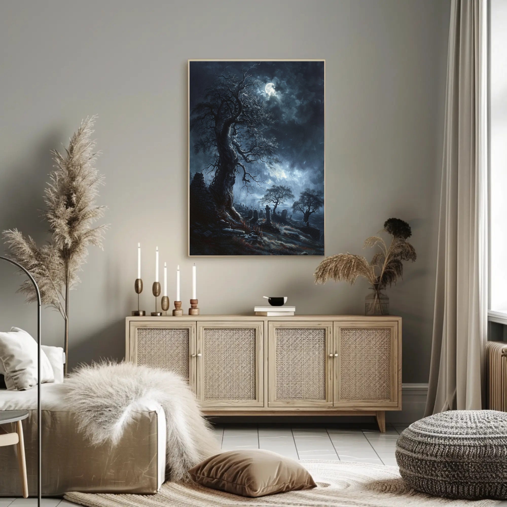 Eerie Graveyard Scene Gothic Art Poster PosterGoat