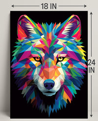 Vibrant Geometric Wolf Poster PosterGoat