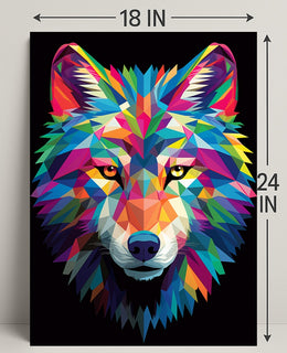 Vibrant Geometric Wolf Poster PosterGoat