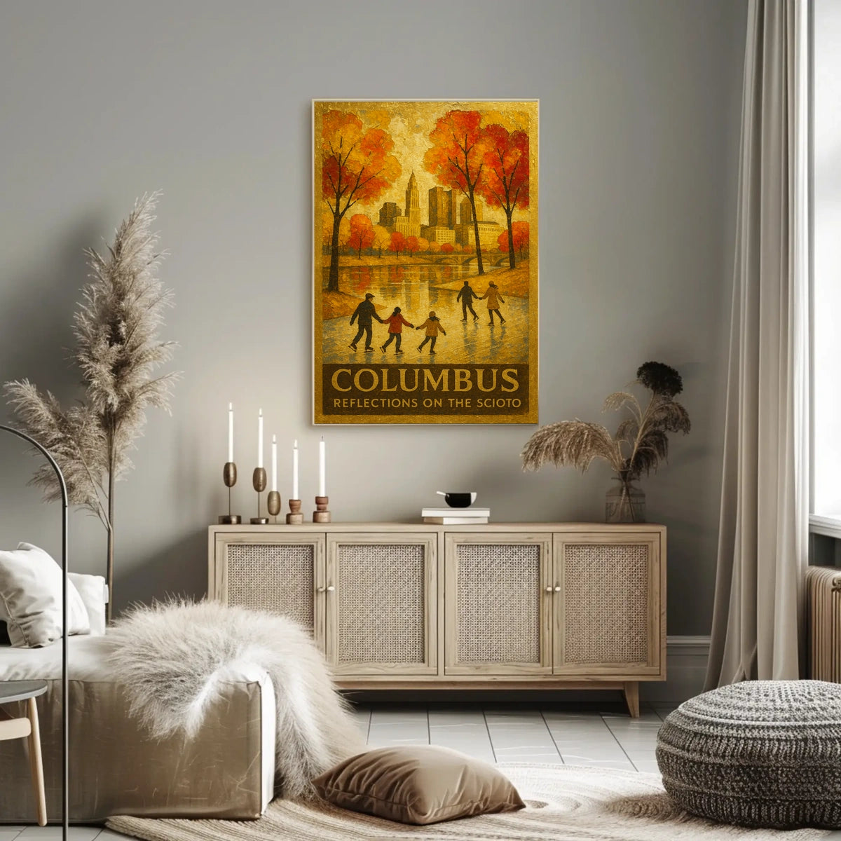 Columbus Reflections On The Scioto Poster