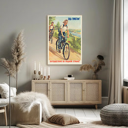 Vintage Scenic Cycling Adventure: A Soviet-Era Travel Poster