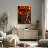 Fiery Mythical Character Surreal Fantasy Art Poster PosterGoat