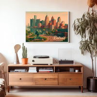 Detroit Skyline Comerica Park Night Urban Poster
