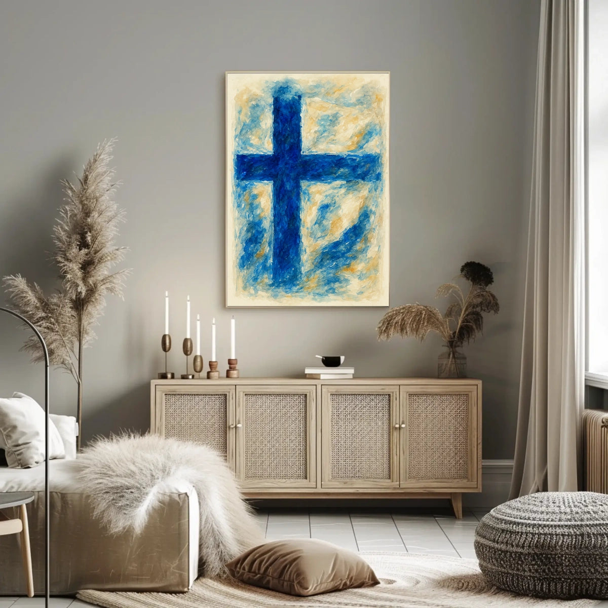 Abstract Blue Cross Abstract Poster