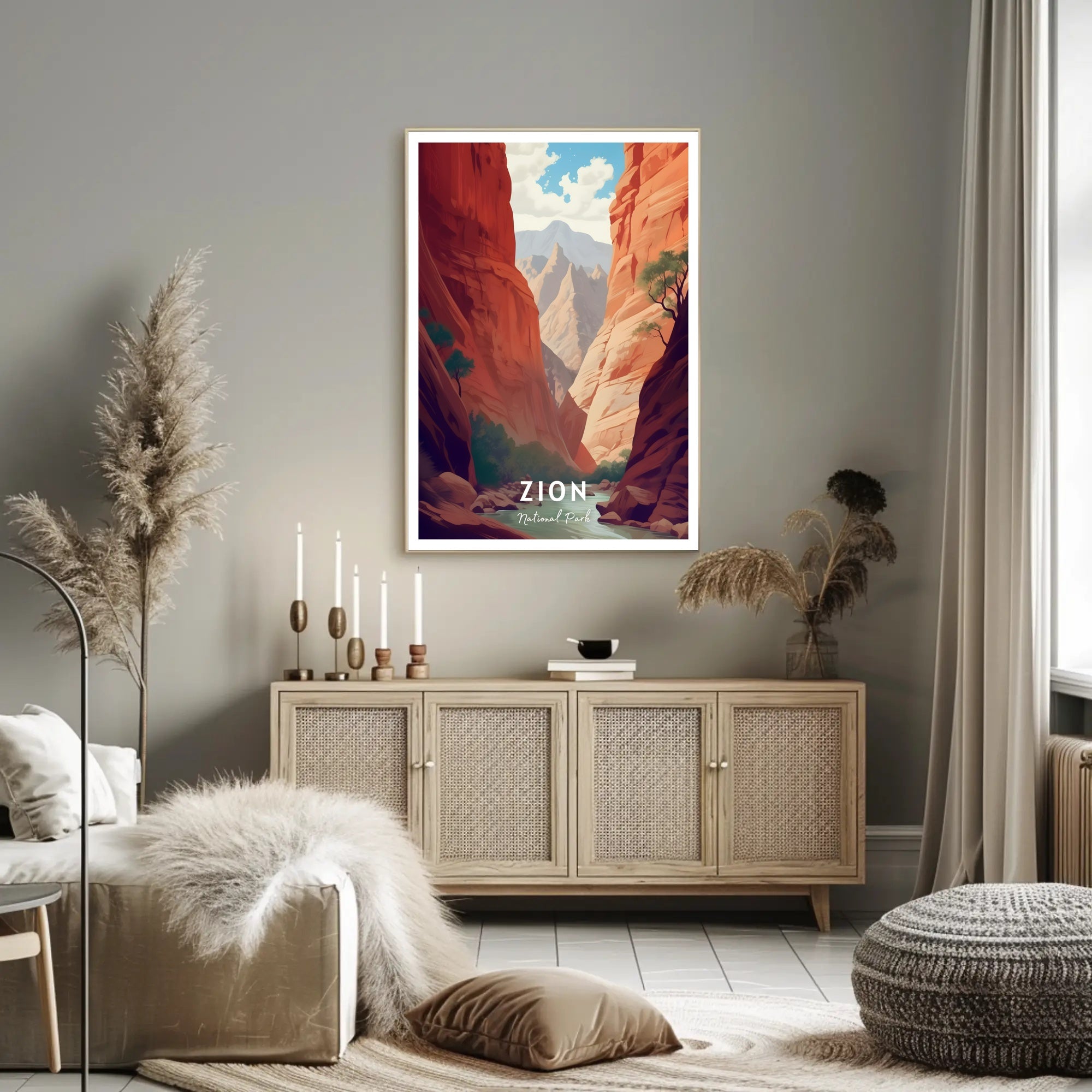 Zion National Park Scenic Poster Print Wall Art