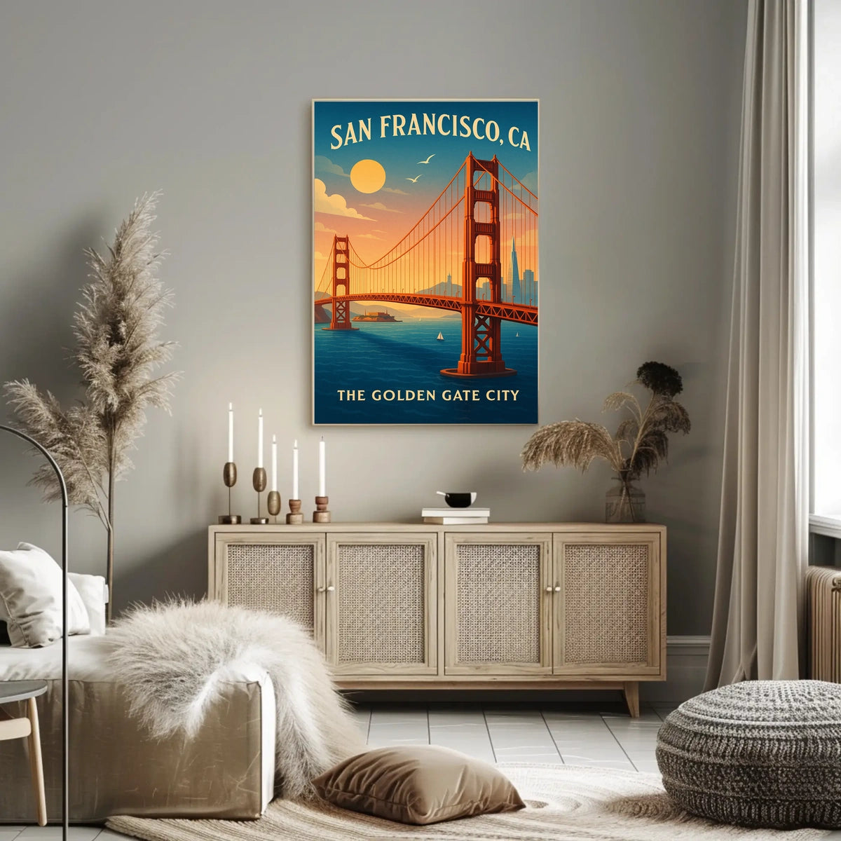 Golden Gate Bridge Vintage Travel Poster Art