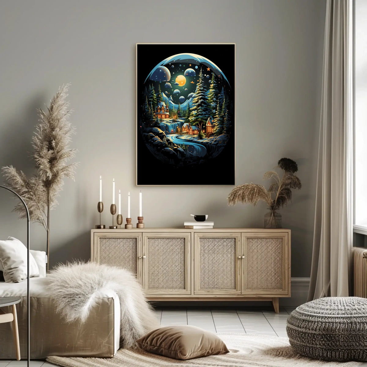 Whimsical Enchanting Winter Landscape in Fantasy or Mythology Poster