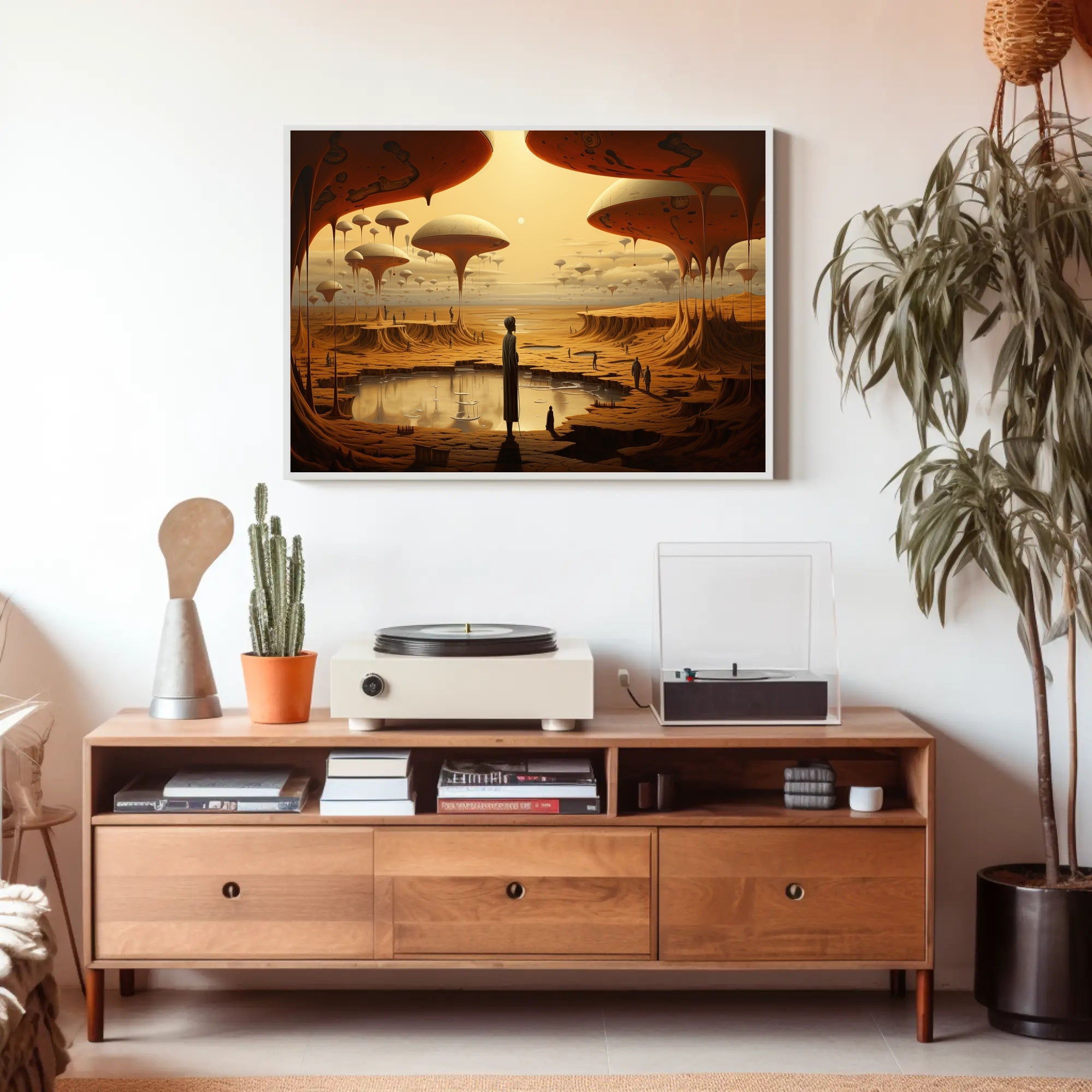 Surreal Alien Landscape Art Print Enhances Futuristic Sci-Fi Poster