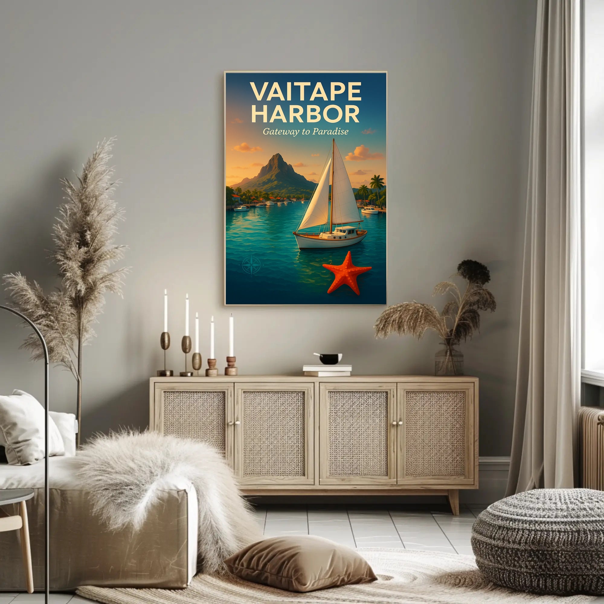 Vaitape Harbor Tropical Escape Travel Poster PosterGoat