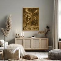 REINDEER BASEBALL: Whimsical Fantasy or Mythology Poster