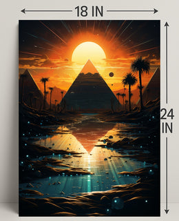 Sunset Over The Pyramids Poster
