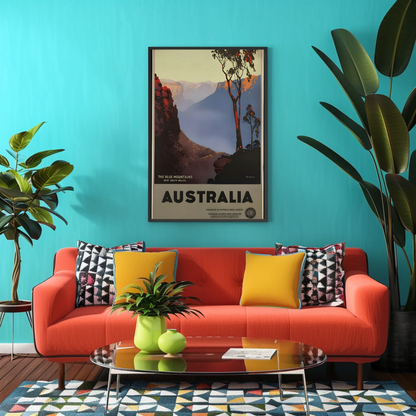 Australia - The Blue Mountains Vintage Travel Poster