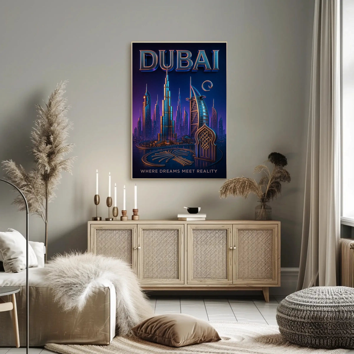 Dubai Skyline Poster For Luxury Modern Home Decor Lovers