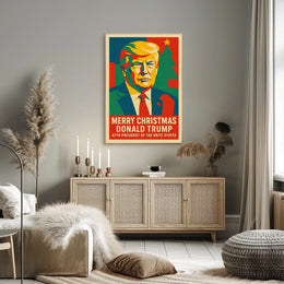 Trump Christmas Spirit Illustration Celebrating Presidential Legacy Poster