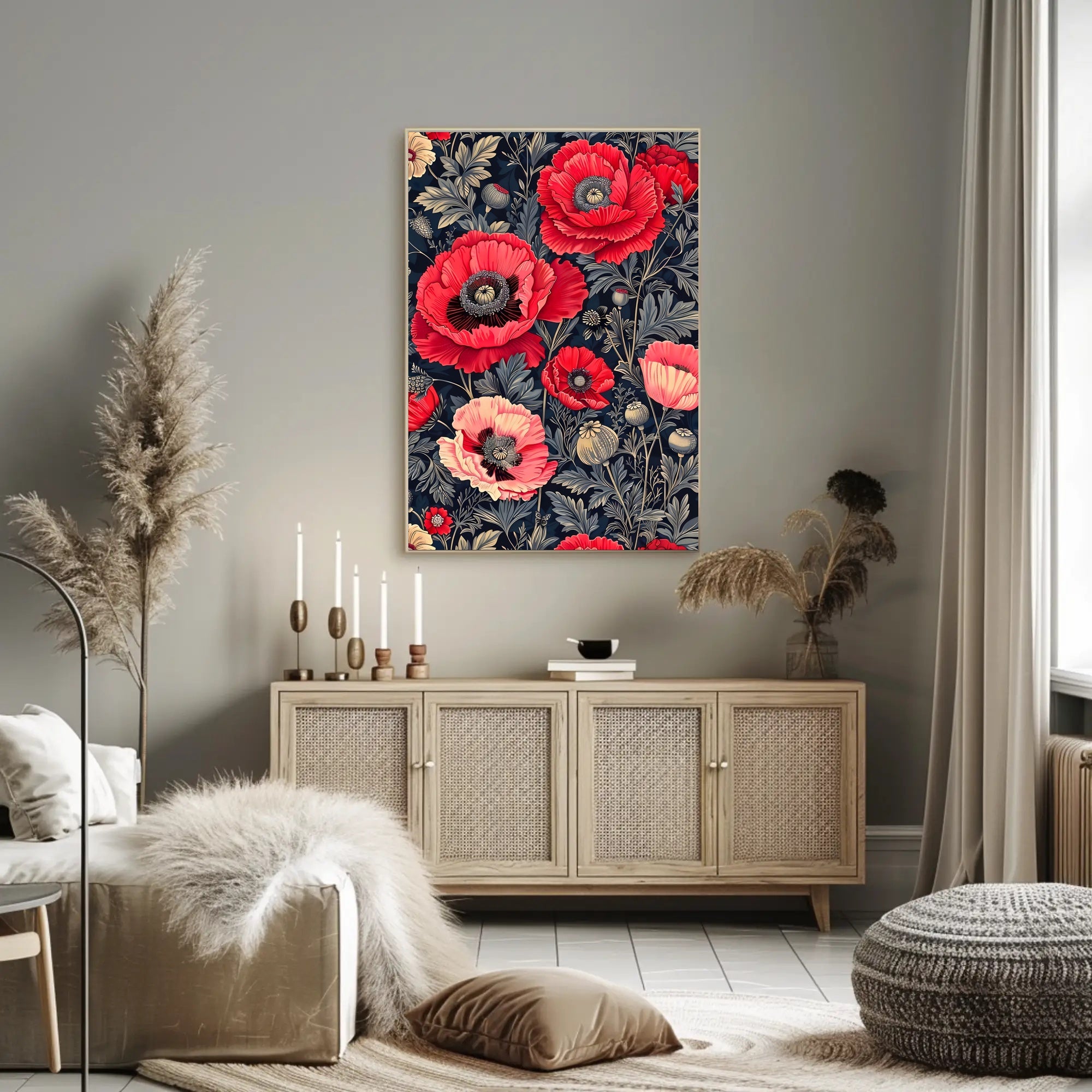 Elegant Red Poppies Artwork, Abstract or Artistic Poster
