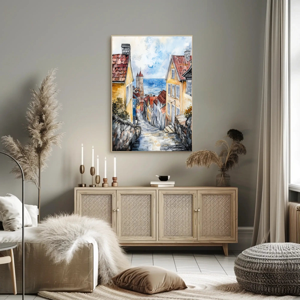 Sweden Visby Coastal Town Seaside Landscape Poster