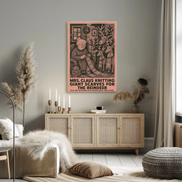Mrs. Claus Knitting Giant Scarves Poster