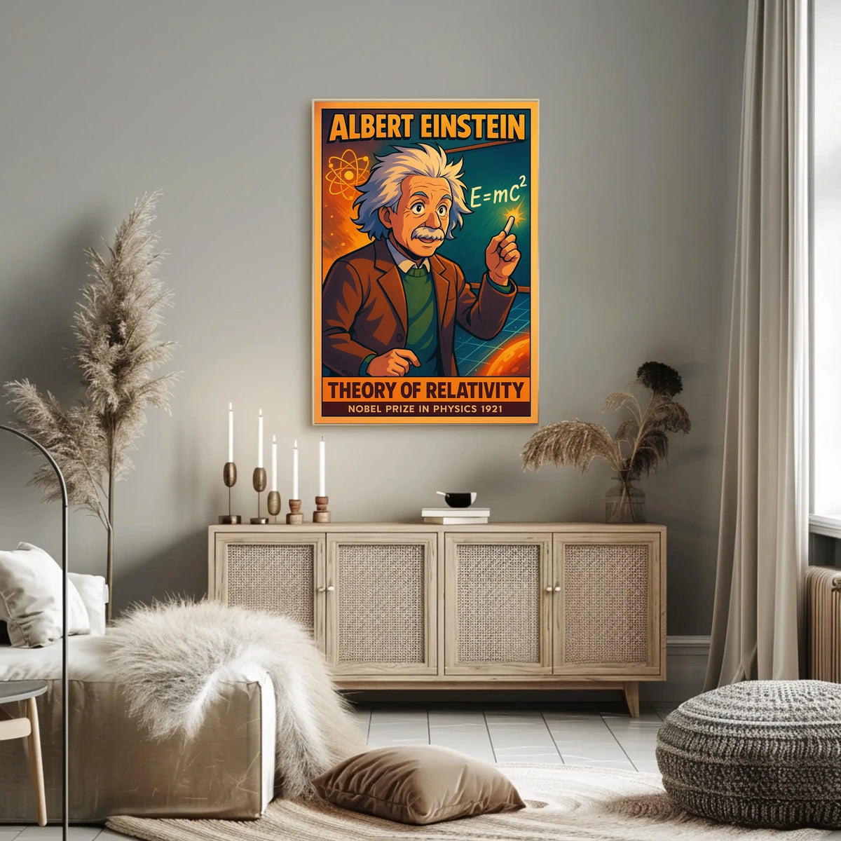 Einstein Relativity Vintage Science Curious Minds Poster