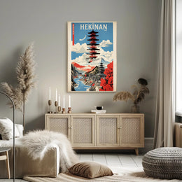 Hekinan's Tranquil Pagodas: Japanese Cultural Heritage Poster