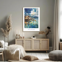 Tranquil Philippine Coastal Scene Watercolor Travel Poster PosterGoat