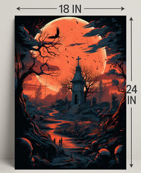 Haunted Moonlit Cemetery Poster