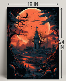 Haunted Moonlit Cemetery Poster