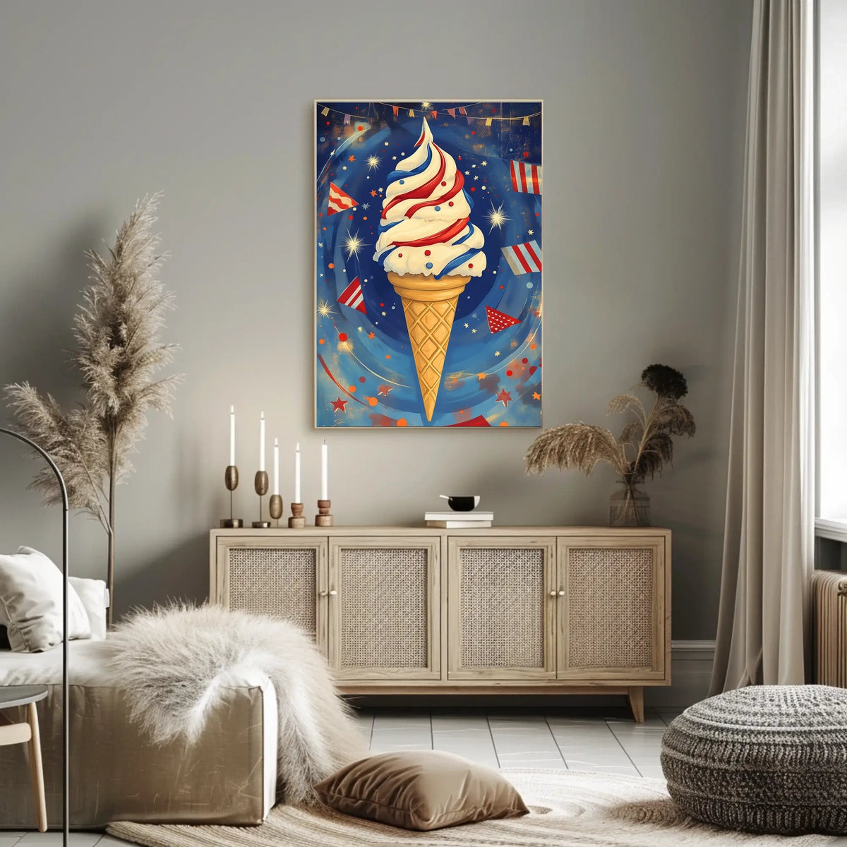 Vibrant Ice Cream Swirl Artwork With Confetti Poster