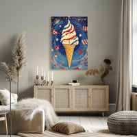Vibrant Ice Cream Swirl Artwork With Confetti Poster