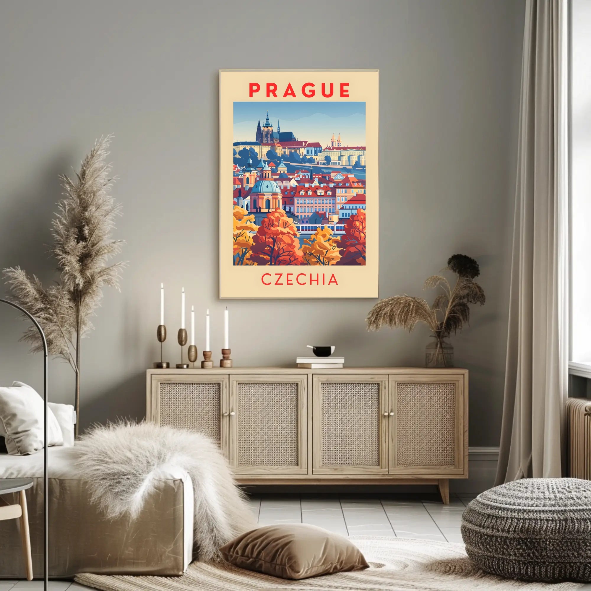 Stylized Historic Architecture of Prague Travel Poster